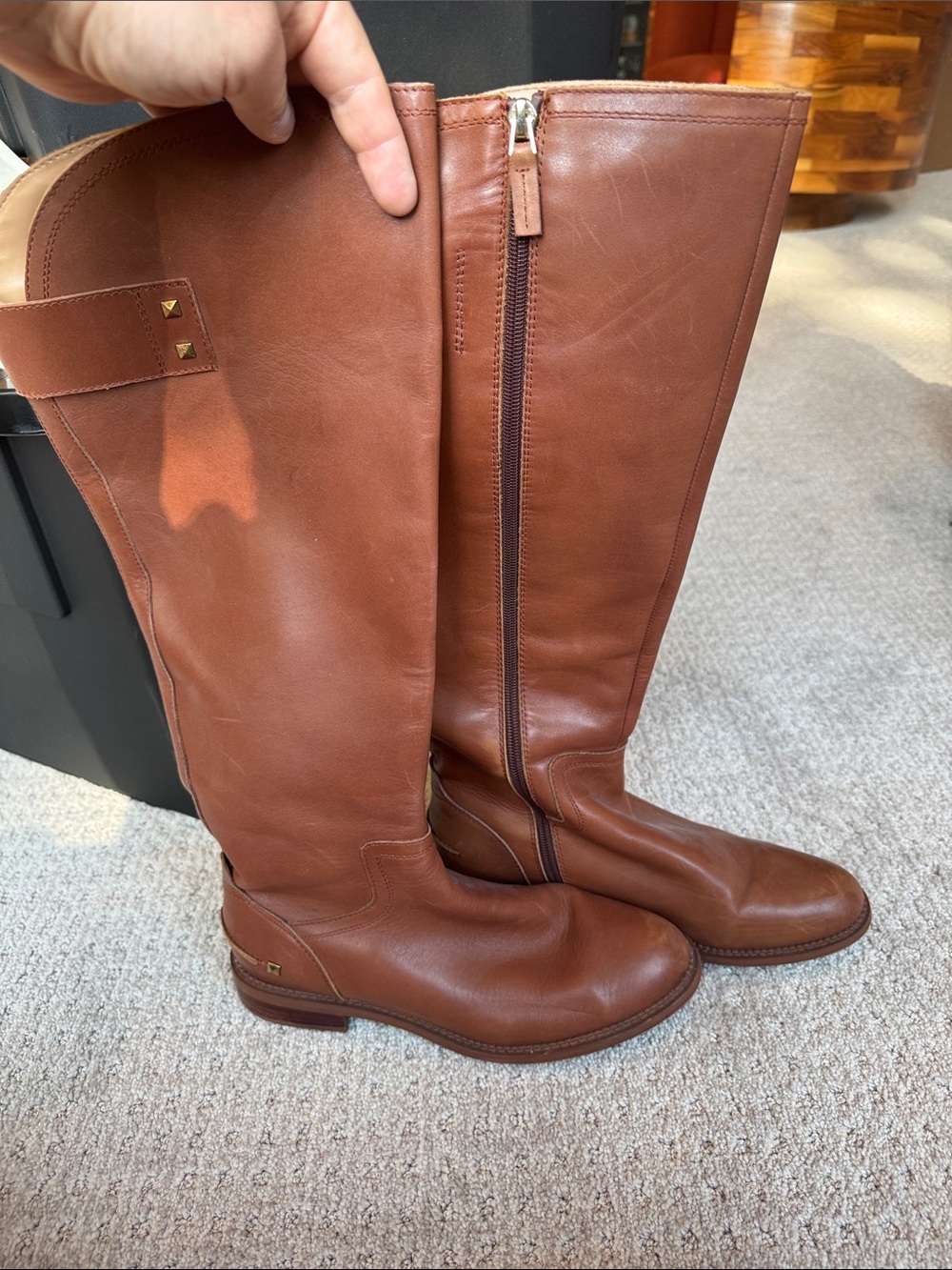 Franco Sarto Brown Leather Over-the-Knee Riding Boots